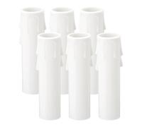PATIKIL 3.5 Inch Tall Candle Covers Sleeves, 6Pcs Plastic E12 Chandelier Socket Sleeves Drip Candle Socket Covers Bulb Light Base Holder for Crystal Candle Lamps, White