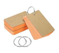 PATIKIL 3.5" x 2" Blank Flash Cards with Rings, 150 Pack Study Cards Index Cards Note Card Pre Hole Punched for Learning, Orange