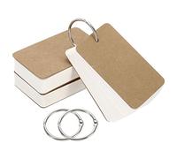 PATIKIL 3.5" x 2" Blank Flash Cards with Rings, 150 Pack Study Cards Index Cards Note Card Pre Hole Punched for Learning, White