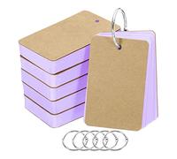 PATIKIL 3.5" x 2" Blank Flash Cards with Rings, 300 Pack Study Cards Index Cards Note Card Pre Hole Punched for Learning, Purple