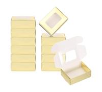 PATIKIL 3.5"x2.5"x1.3" Paper Soap Box with Window, 30 Pack Homemade Soap Boxes Rectangle Presents Packaging Boxes for Birthday Christmas DIY Craft, Golden
