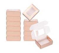 PATIKIL 3.5"x2.5"x1.3" Paper Soap Box with Window, 30 Pack Homemade Soap Boxes Rectangle Presents Packaging Boxes for Birthday Christmas DIY Craft, Rose Gold