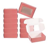 PATIKIL 3.5"x2.5"x1" Paper Soap Box with Window, 30 Pack Homemade Soap Boxes Rectangle Presents Packaging Boxes for Birthday Christmas DIY Craft, Pink