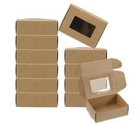 PATIKIL 3.5"x2.5"x1" Paper Soap Box with Window, 30 Pack Homemade Soap Boxes Rectangle Presents Packaging Boxes for Birthday Christmas DIY Craft, Brown