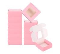 PATIKIL 3.5"x3.5"x1.5" Paper Soap Box with Window, 30 Pack Homemade Soap Boxes Square Presents Packaging Boxes for Birthday Christmas DIY Craft, Pink