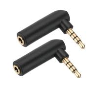 PATIKIL 3.5mm (1/8 Inch) Male to Female Audio Adapter, 2Pcs Stereo Plug Switch Audio Adapter Connector Jack Right Angled for Headphone Computer Laptop Speaker, Black/Gold