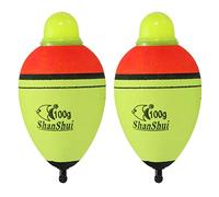 PATIKIL 3.5oz Lighted Fishing Slip Bobbers, 2 Pack EVA Light Up Fishing Float for Night Fishing, Yellow