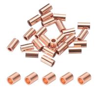 PATIKIL 3/64"/ 1.2mm Wire Rope Stop Sleeve, 25 Pack Copper Crimping Loop Sleeve End for Wire Rope Cable Ferrule, Gold Tone