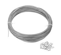 PATIKIL 3/64" Wire Rope, 49 ft 304 Stainless Steel Wire Cable Transparent Vinyl Coated with 24pcs Crimping Sleeves for Hanging Lights Clotheslines Trellis, Transparent