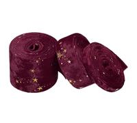 PATIKIL 3/8", 1", 2" Velvet Ribbons Set, 3 Roll 3 Sizes Total 6.6 Yard Double Faced Craft Ribbon with Golden Star for DIY Bow Ornament Gift Wrapping Bouquet Decoration, Burgundy