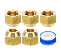 PATIKIL 3/8" Brass Flare Nut, 5pcs SAE 45 Degree Copper Flared Tube Fitting Brass Pipe Fitting for Air Conditioner Water Gas Line, Glossy
