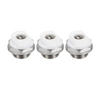 PATIKIL 3/8" BSP Male Thread Manual Radiator Air Vent Plugs, 3 Pack Nickel Plated Brass Plugs for Radiator Heater, Silver White