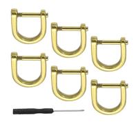 PATIKIL 3/8" D-Rings Screw in Shackle, 6 Pcs Horseshoe U Shape D Ring Zinc Alloy Semicircle Buckles Replacement for Purse Keychain Collar Accessories Craft, Gold