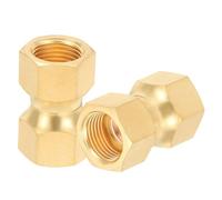 PATIKIL 3/8" Female Flare by 3/8" Female Flare Swivel Brass Adapter, 2 Pcs Coupling Brass Pipe Fittings Female Swivel Nut Union Flare Tubing Fitting Valve Connector for Refrigeration