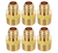 PATIKIL 3/8" Flare to 1/2" NPT Male Half-Union Brass Pipe Fitting, 6Pcs Brass Couples Tube Fittings Tubing Thread Adapter Pipe Connector for Refrigeration, Air, Gas Line