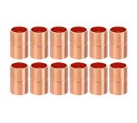 PATIKIL 3/8 Inch ID Copper Coupling Fittings, 12 Pcs Rolled Tube Stop Straight Pipe Fitting Welding Joint for HVAC Air Conditioning Plumbing Refrigeration