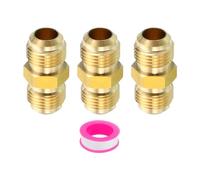 PATIKIL 3/8 Inch Male Flare x 3/8 Inch Male Flare Connector, 3Pcs SAE 45 Degree Flare Brass Adapter Union Tube Coupler Flare Pipe Fitting for Air Gas Line Refrigeration HVAC