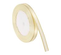 PATIKIL 3/8 Inch x 24 Yards Satin Ribbon with Gold Edge, Double Face Polyester Satin Ribbon for Gift Wrapping DIY Crafts, Floral Bouquets, Hair Bows, Sewing Projects, Cream