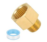 PATIKIL 3/8" NPT Male x 1/2" NPT Female Brass Pipe Fitting, Pipe Extension Connectors Reducer Adapter for Air LP Gas with PTFE Tape - 2PCS