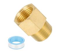PATIKIL 3/8" NPT Male x 3/8" NPT Female Brass Pipe Fitting, Pipe Extension Connectors Reducer Adapter for Air LP Gas with PTFE Tape - 1PCS