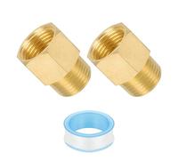 PATIKIL 3/8" NPT Male x 3/8" NPT Female Brass Pipe Fitting, Pipe Extension Connectors Reducer Adapter for Air LP Gas with PTFE Tape - 2PCS