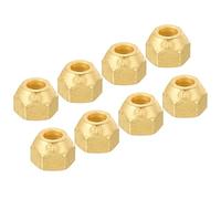 PATIKIL 3/8 SAE Thread Brass Flare Nut, 4 Pack 45 Degree Flared Tube Fitting Nut Hydraulic Pipe Fitting for Air Conditioner Water Gas Line, Matte Surface