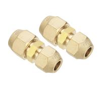 PATIKIL 3/8" to 1/2" Pipe Extension Joint Connector, 2pcs Free Welding Brass Pipe Coupler Adapters with 4pcs Flare Nuts for Air Conditioner Refrigeration