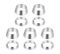 PATIKIL 3/8" Tube OD 304 Stainless Steel Compression Tube Fitting Sleeve, 5 Pack Double Ferrule Ring Tubing Fitting Assortment Kit, Silver