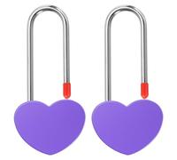 PATIKIL 3.9" 50mm Love Locks Heart Padlock Without Key, 2 Pack Single Heart Wish Lock Romantic Heart Lock for Lovers Lock Bridge Wedding Anniversary Travel Present, Purple