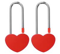 PATIKIL 3.9" 50mm Love Locks Heart Padlock Without Key, 2 Pack Single Heart Wish Lock Romantic Heart Lock for Lovers Lock Bridge Wedding Anniversary Travel Present, Red