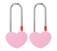PATIKIL 3.9" 50mm Love Locks Heart Padlock Without Key, 2 Pack Single Heart Wish Lock Romantic Heart Lock for Lovers Lock Bridge Wedding Anniversary Travel Present, Pink
