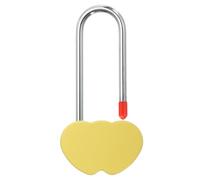 PATIKIL 3.9" 50mm Love Locks Heart Padlock Without Key, Double Heart Wish Lock Romantic Heart Lock for Lovers Lock Bridge Wedding Anniversary Travel Present, Yellow