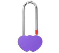 PATIKIL 3.9" 50mm Love Locks Heart Padlock Without Key, Double Heart Wish Lock Romantic Heart Lock for Lovers Lock Bridge Wedding Anniversary Travel Present, Purple