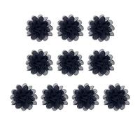 PATIKIL 3.9" Chiffon Flowers, 10 Pcs Mesh Fabric Flowers Sewing Fabric Appliques Headband Embellishments for DIY Craft Wedding Decor, Navy Blue