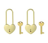 PATIKIL 3.9 Inch Love Locks Heart Padlock with Key Set, 2 Set Single Heart Couple Wishing Lock Love Padlock for Lover Bridge Anniversary Diary Book Card Box, Gold Tone