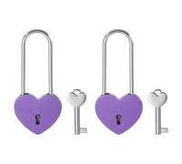 PATIKIL 3.9 Inch Love Locks Heart Padlock with Key Set, 2 Set Single Heart Couple Wishing Lock Love Padlock for Lover Bridge Anniversary Diary Book Card Box, Purple