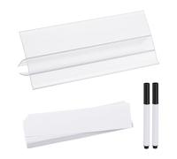 PATIKIL 3.9" x 1.7" Wire Shelf Label Holder, 30 Pack Reusable Plastic Price Tag Display Clip for 0.28" to 0.47" Thick Shelves with Paper Inserts Pens for Home Market Store, Clear