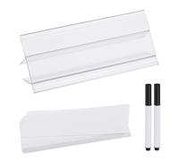 PATIKIL 3.9" x 1.8" Wire Shelf Label Holder, 20 Pack Reusable Plastic Price Tag Display Clip for 0.59" to 0.71" Thick Shelves with Paper Inserts Pens for Home Market Store, Clear