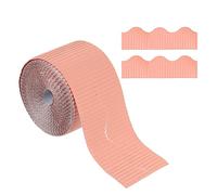 PATIKIL 3.9inch x 49.2ft Bulletin Board Border, Scalloped Trim Paper Corrugated Paper for Locker Classroom Decor Black White Cork Poster Boards, Pink