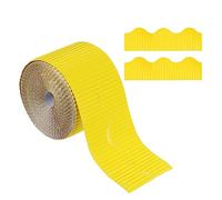 PATIKIL 3.9inch x 49.2ft Bulletin Board Border, Scalloped Trim Paper Corrugated Paper for Locker Classroom Decor Black White Cork Poster Boards, Yellow