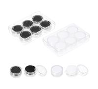 PATIKIL 3.9x2.6x0.7 Inch Gemstone Display Box 12 Pcs Round Diamond Containers Small Storage Boxes Jewelry Acrylic Box with Clear Glass Top Lids and Sponge for Gems Diamonds (Black/White)