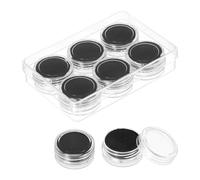 PATIKIL 3.9x2.6x0.7 Inch Gemstone Display Box 6 Pcs Round Diamond Containers Small Storage Boxes Jewelry Acrylic Box with Clear Glass Top Lids and Sponge for Gems Diamonds Coin (Black)