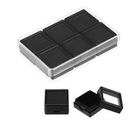 PATIKIL 3.9x2.6x0.7 Inch Gemstone Display Box 6 Pcs Square Diamond Containers Small Storage Boxes Jewelry Acrylic Box with Clear Glass Top Lids and Sponge for Gems Diamonds Coin (Black)