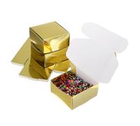 PATIKIL 3.9x3.9x2" Small Gift Boxes Bulk with Lid, 25 Pack Mini Square Foldable Cardboard Paper Present Box for Earring Ring Jewelry, Wedding Party Favor, Birthday, Gold