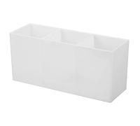 PATIKIL 3 Compartments Clear Acrylic Pen Holder, Pencil Holder Pen Organizer Pencil Cup Makeup Brush Holder Square for Countertop Desk, White