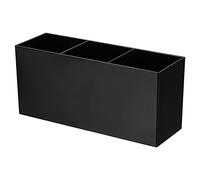 PATIKIL 3 Compartments Clear Acrylic Pen Holder, Pencil Holder Pen Organizer Pencil Cup Makeup Brush Holder Square for Countertop Desk, Black