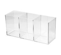 PATIKIL 3 Compartments Clear Acrylic Pen Holder, Pencil Holder Pen Organizer Pencil Cup Makeup Brush Holder Square for Countertop Desk, Transparent