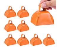 PATIKIL 3" Cow Bells for Football Games, 10 Pcs Metal Cowbells with Handle Loud Noise Makers Hand Percussion for Sporting Events Cheering Competition Marathon Wedding, Orange