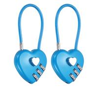PATIKIL 3 Digit Cable Combination Lock, 2 Pcs Heart Shape Cable Lock with Combination 4.3" Steel Rope for Gym Bikes Cabinets Wardrobes Small Fences, Blue