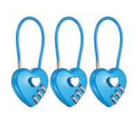 PATIKIL 3 Digit Cable Combination Lock, 3 Pcs Heart Shape Cable Lock with Combination 4.3" Steel Rope for Gym Bikes Cabinets Wardrobes Small Fences, Blue